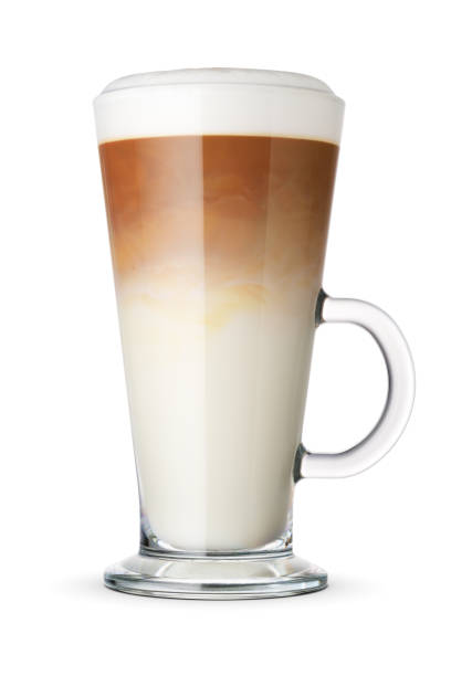istock Latte coffee in a transparent glass cup isolated. 1427344999