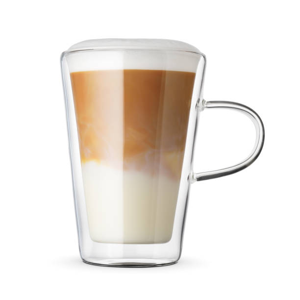 istock Latte coffee in a transparent glass cup isolated. 1427345001