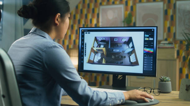 istock Designer creating 3D interior of house 1427364170
