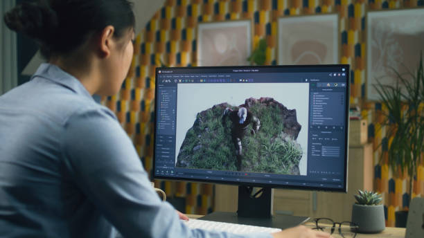 istock Woman making 3D animation for video game 1427364244