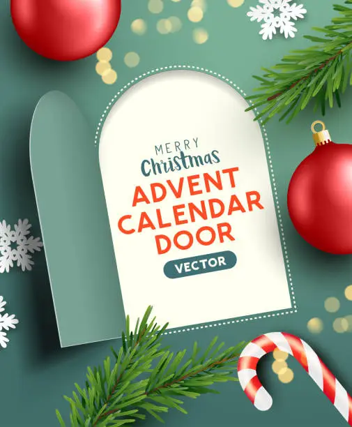 Vector illustration of Christmas Advent Calendar Door Opening