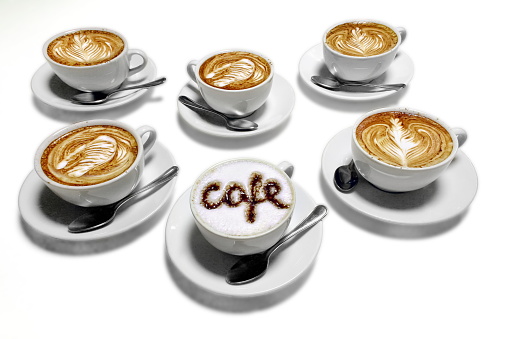 espresso coffee cups on white background
