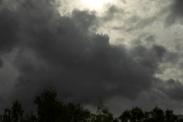 Rain clouds in sky. It's going to rain. Gray clouds. Celestial landscape.