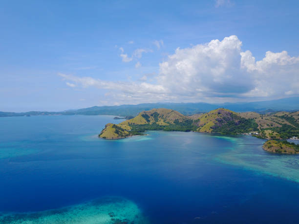 Beautiful aerial view of Gili Laba island, Flores, Indonesia Beautiful aerial view of Gili Laba island, Flores, Indonesia pulau komodo stock pictures, royalty-free photos & images