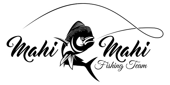 Mahi mahi fish fishing emblem isolated background. modern vintage rustic emblem design. great to use as your any fishing company emblem and brand