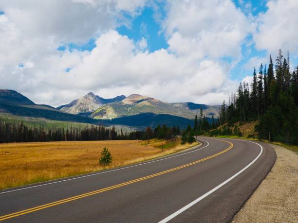 trail ridge road - road winding road highway mountain imagens e fotografias de stock