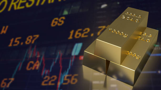 istock The gold bars on business chart background  3d rendering 1427415627