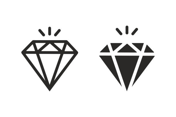 ilustrações, clipart, desenhos animados e ícones de ícone de diamante - jewelry white background diamond gift
