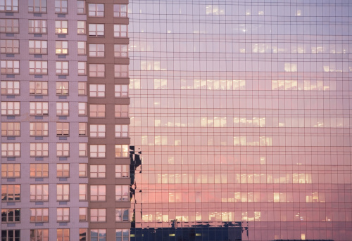 Modern office building facade in Manhattan Midtown, New York, USA