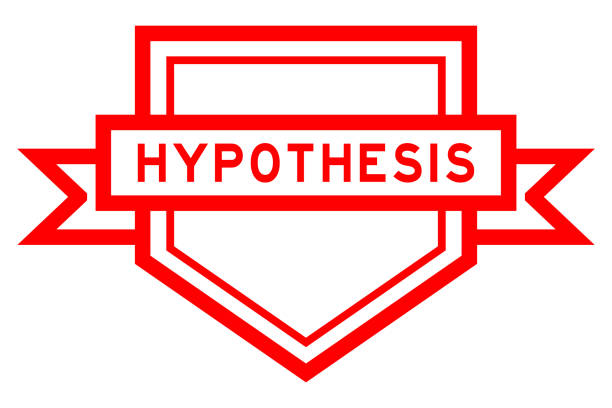 винтажный красный цвет пятиугольный баннер с гипотезой слова на белом фоне - hypothesis stock illustrations
