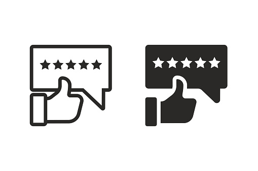 Customer review rating with 5 stars icon