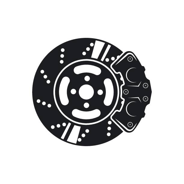 블랙 디스크 브레이크 아이콘 벡터 일러스트 레이 션 디자인 - disk brake stock illustrations