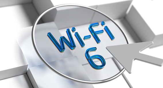 Wi-Fi 6 Next generation wireless telecommunications connectivity network with smart performance.