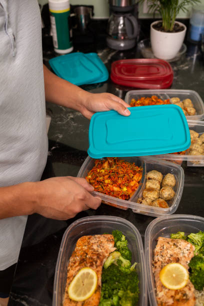 istock Meal Prep Containers Salmon and Meat Balls 1427445215