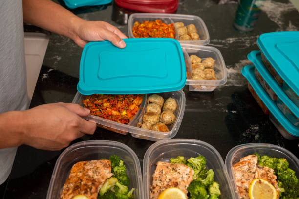 istock Meal Prep Containers Salmon and Meat Balls 1427445331