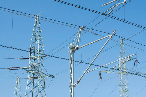 istock Rail Catenary Overhead Line, Power Transmission Line Tower 1427453108