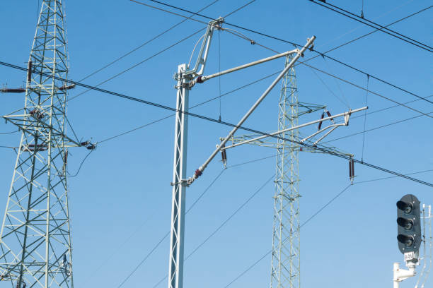 istock Rail Signal, Catenary Overhead Line, Power Transmission Line Tower 1427453117