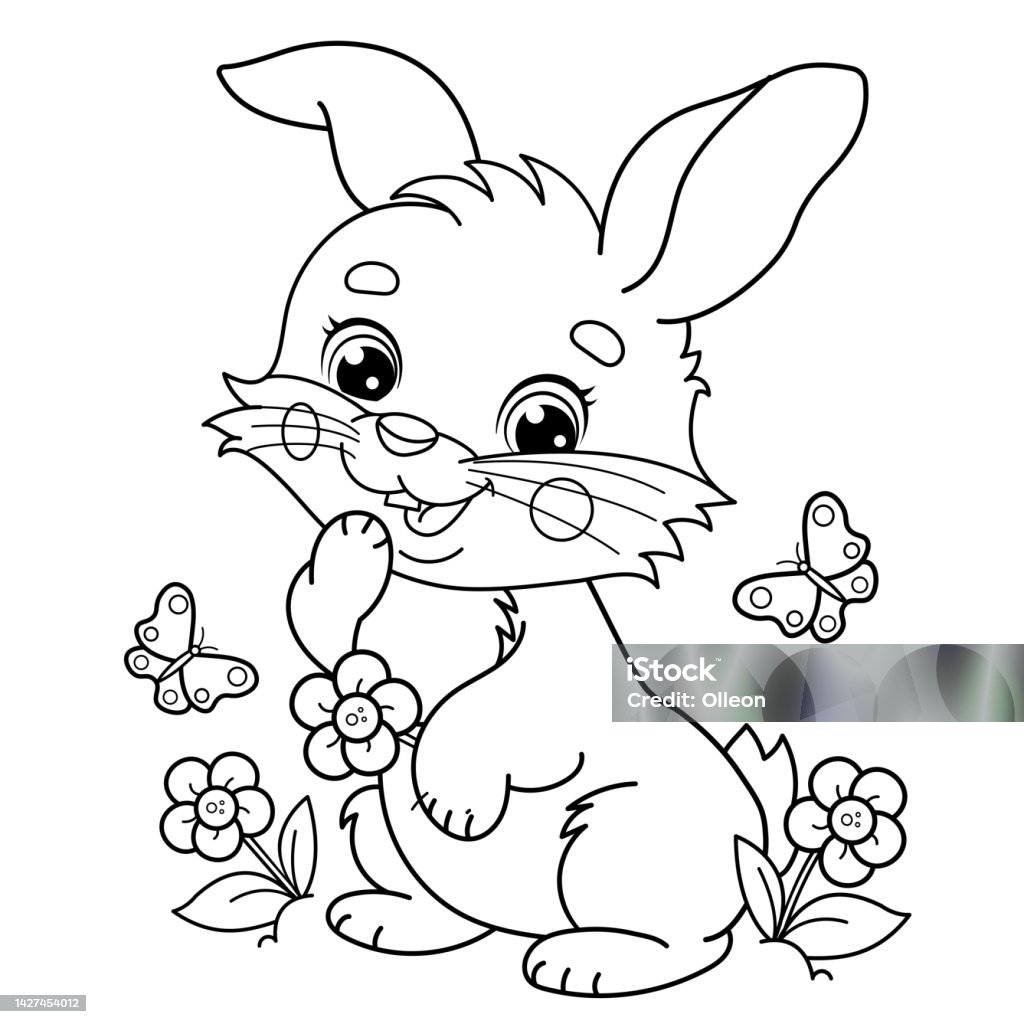 Trang Tô Màu Phác Thảo Phim Hoạt Hình Thỏ Hoặc Thỏ Dễ Thương Với ...