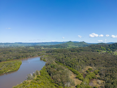 Tidal estuary and Brunswick River wetlands near Brunswick Heads, New South Wales