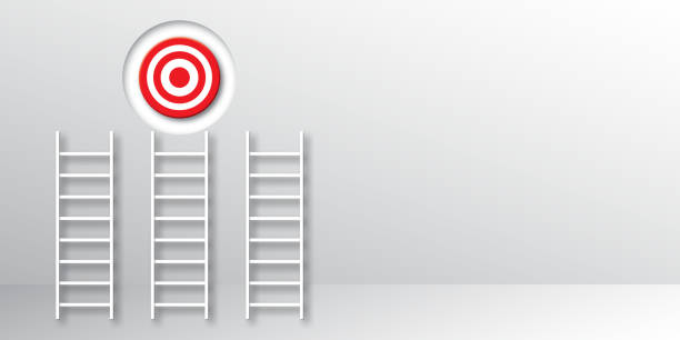 istock Stairs or ladders to the red target on white background as metaphor for business target. 1427460668