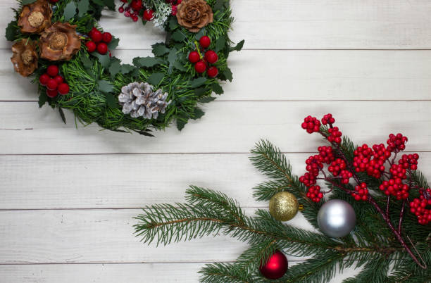 istock Christmas decoration. Christmas ornaments. Space for text. Flat lay. 1427462673