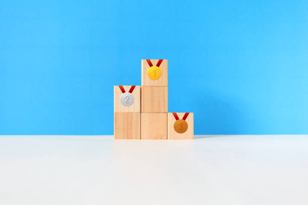 istock Gold, silver and bronze medals on the podium. 1427476671