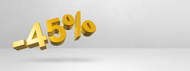 istock 45% off discount offer. 3D illustration isolated on white. Horizontal banner 1427477641