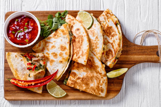 istock quesadilla with chicken, cheese, chilli, greens 1427479430