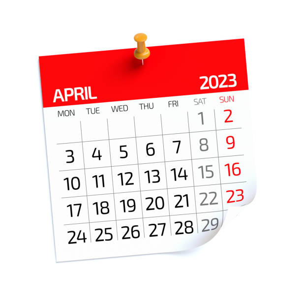 istock April 2023 - Calendar. Isolated on White Background. 3D Illustration 1427481316