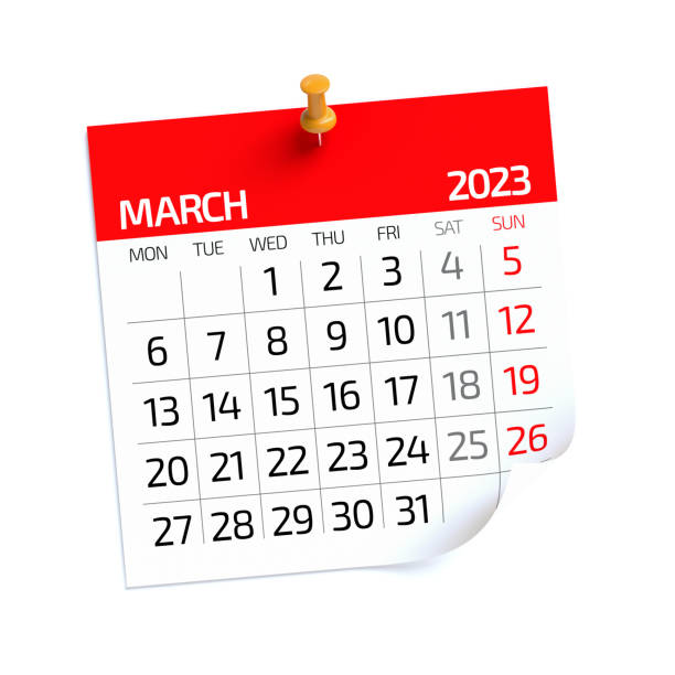 istock March 2023 - Calendar. Isolated on White Background. 3D Illustration 1427481319