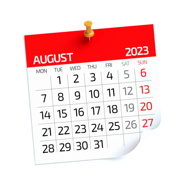 istock August 2023 - Calendar. Isolated on White Background. 3D Illustration 1427481321