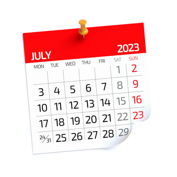 istock July 2023 - Calendar. Isolated on White Background. 3D Illustration 1427481323