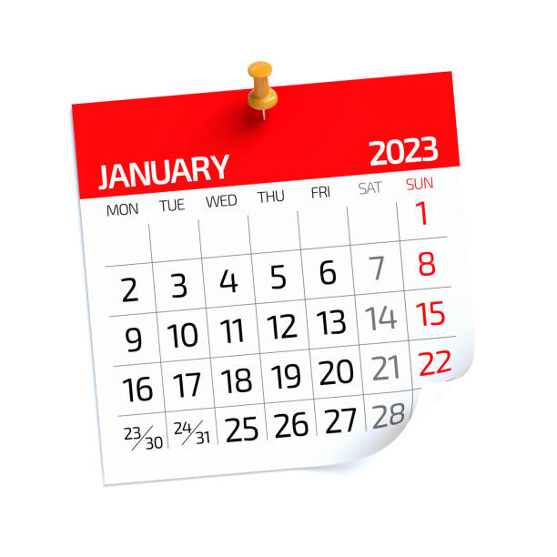 istock January 2023 - Calendar. Isolated on White Background. 3D Illustration 1427481324