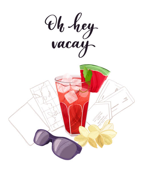 인쇄  - beach sand drink drink umbrella stock illustrations