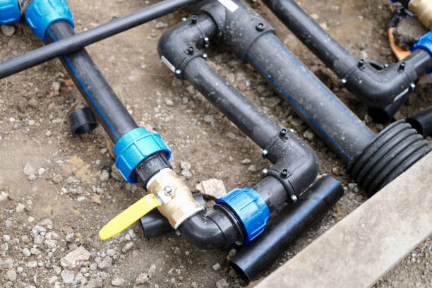 istock Drinking water pvc pipeline and faucets closeup 1427486157