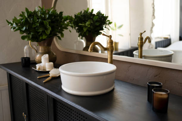 Beautiful comfortable bathroom furniture in a vintage style.