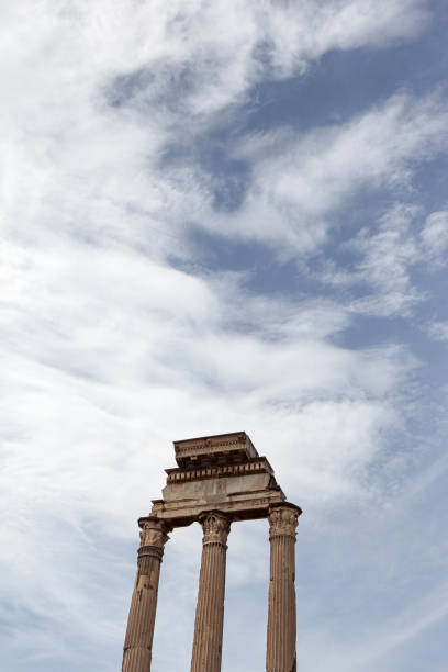 Remains of the Roman forum and blue sky in the background