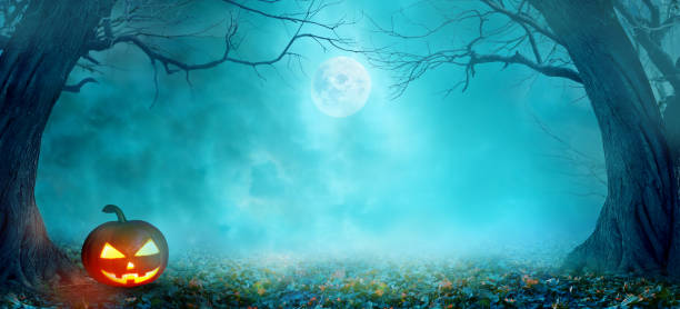 istock Happy Halloween holiday background with copy space. 1427496743