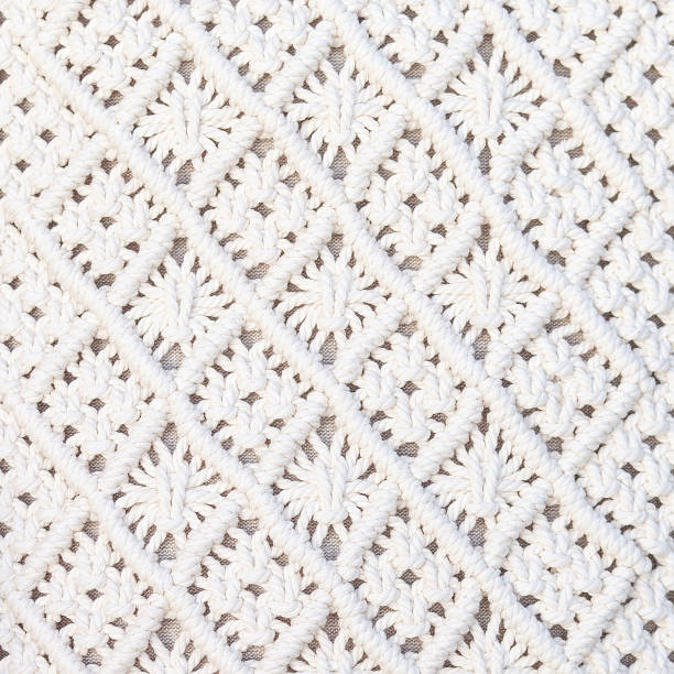 istock Handmade macrame. Macrame braiding and cotton threads.  Female hobby.  ECO friendly modern knitting DIY natural decoration concept in the interior.  100% cotton wall decoration. 1427499702