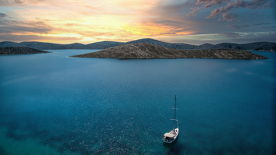 Sailboat in Kornati. Croatia.