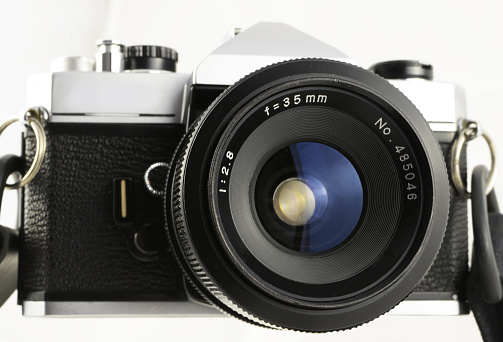 Modern camera lens close up