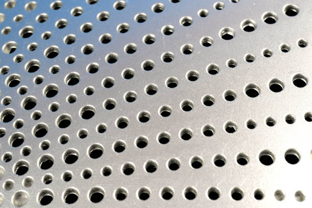 close-up of perforated metal plate