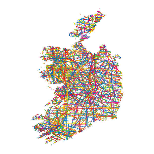 istock vector illustration of multicolored abstract striped map of Ireland 1427513177