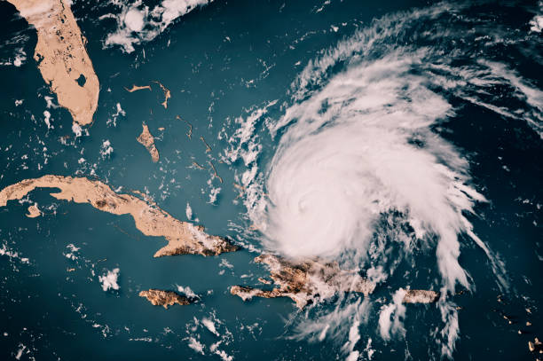 Hurricane Fiona Cloud Map Caribbean Sea 3D Render Neutral stock photo