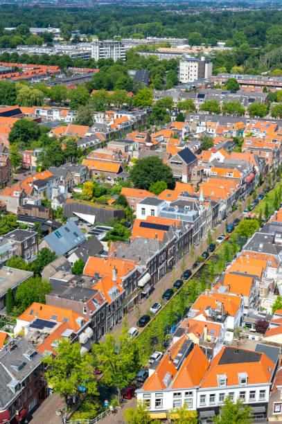 istock Delft panoramic view from above over the old town during summer in Delft 1427521350