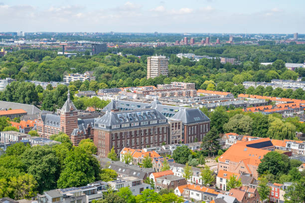 istock Delft panoramic view from above over the old town during summer in Delft 1427521466