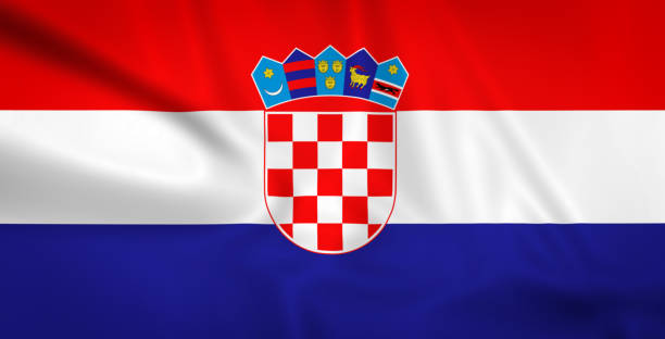 istock Illustration waving state flag of Croatia 1427523603