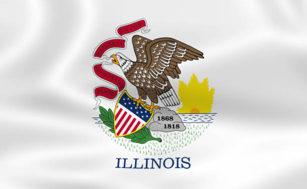 istock Illustration waving state Flag of Illinois 1427523779