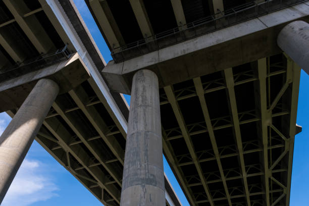 istock View Underneath a Large Bridge Highway on a Sunny Day with Blue Sky 1427527121