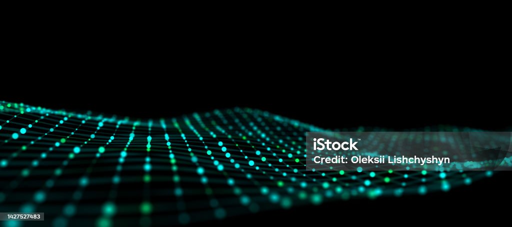 Green Wave Visualization Technology Green Wave With Lines Big Data Visualization Analytics ...